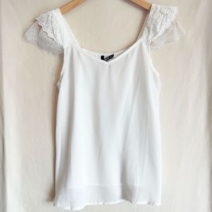 Sheer White Lace and Scallop Trim Camisole